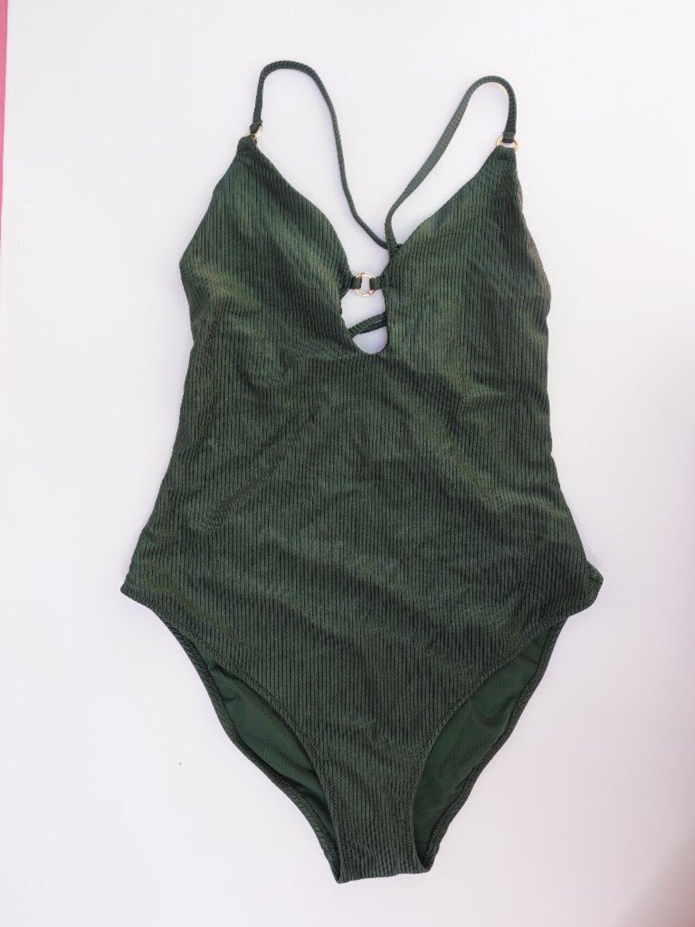 Women's Aerie Shine Rib Full Coverage One Piece Swimsuit NWT Deep V neck summer - Picture 2 of 9